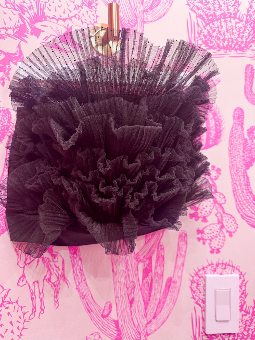Zara Black Ruffled Tulle Tube Top